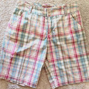 Khakis & Co. Madras Plaid Above Knee Bermuda Shorts, Size 4